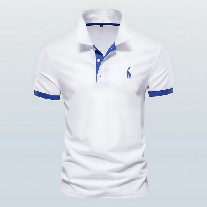 Men's casual slim fit polo shirt with contrast trim. Short sleeve, perfect for smart casual & everyday style.
