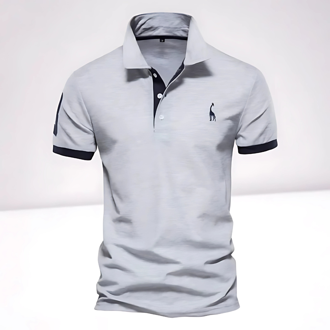 Fashionable men's short sleeve polo shirt in a slim fit, featuring a striking contrast trim design.