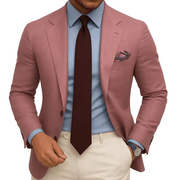 Modern men's tailored blazer, featuring a stylish check pattern & slim fit design for a sophisticated look.