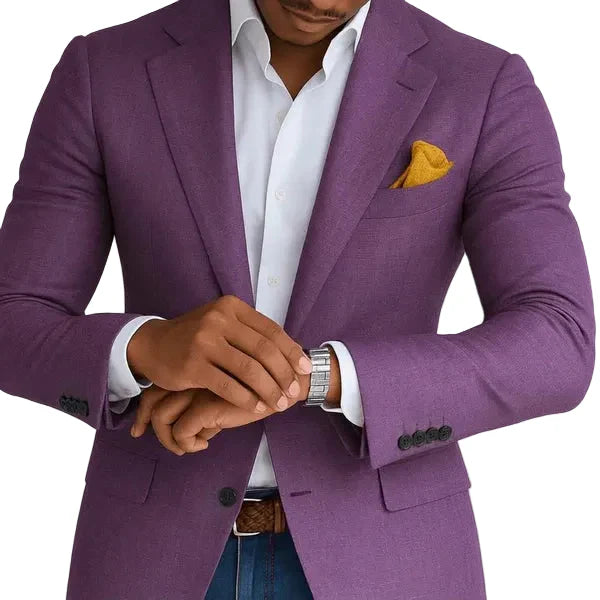 Versatile men's slim fit check blazer, tailored for smart casual outfits & professional business attire.