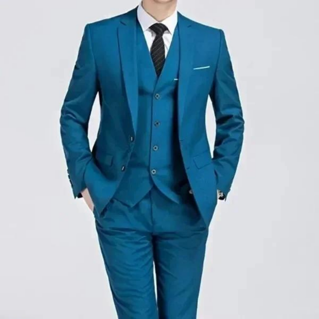 Elegant men's three-piece suit in breathable fabric, suitable for spring/summer business attire