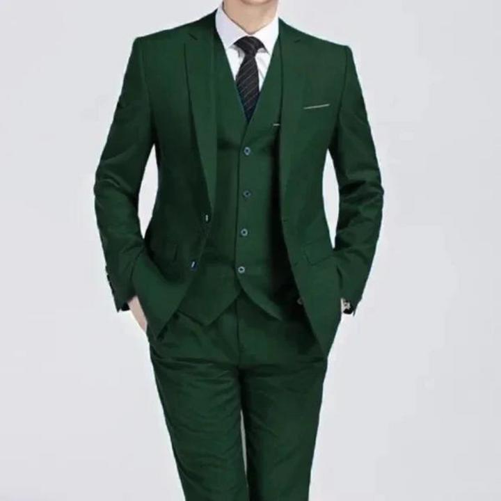Close-up of a men's classic three-piece suit showing fabric texture, perfect for summer events
