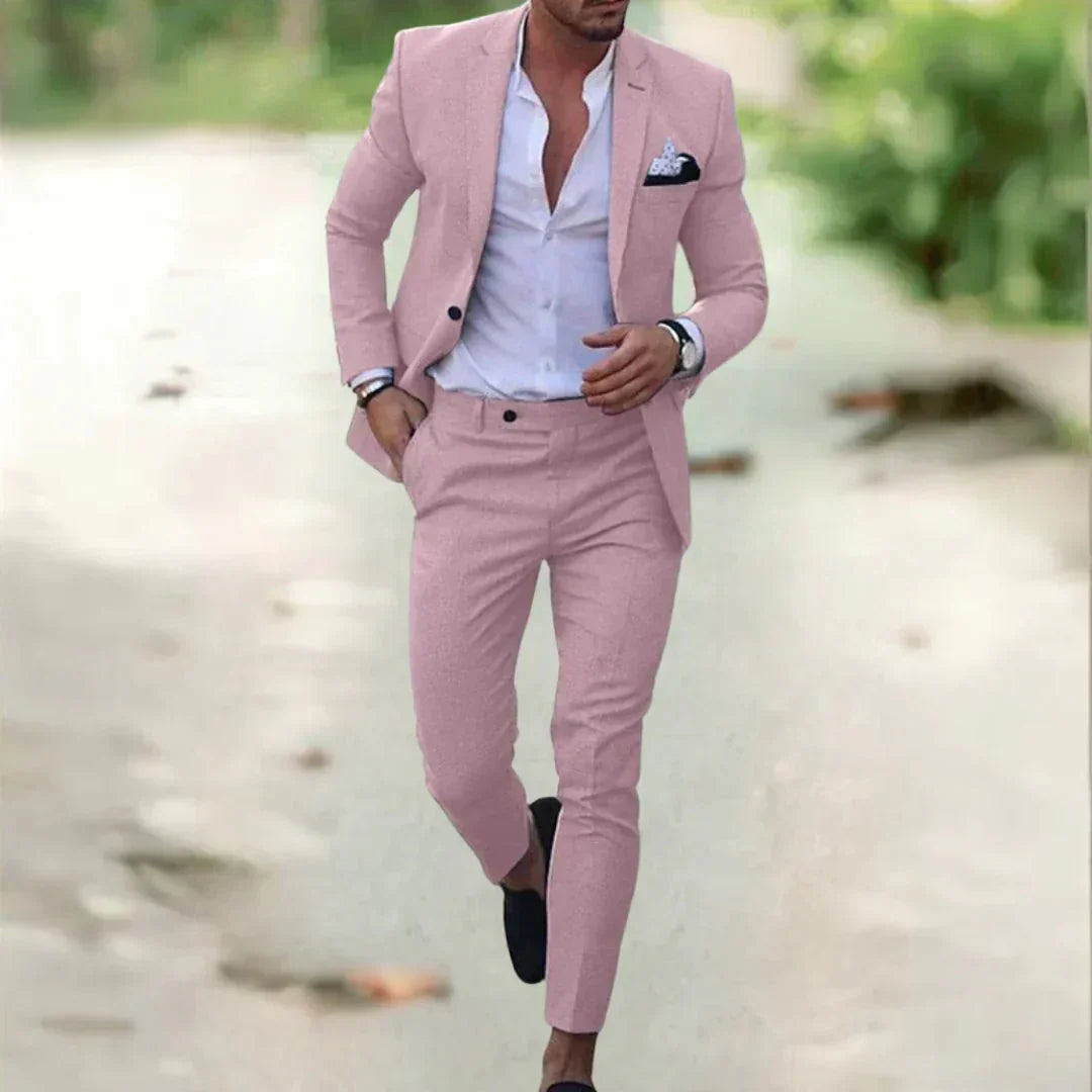 Elegant men's two-piece slim fit suit, a perfect choice for special occasions, formal parties, or a sharp tailored look.