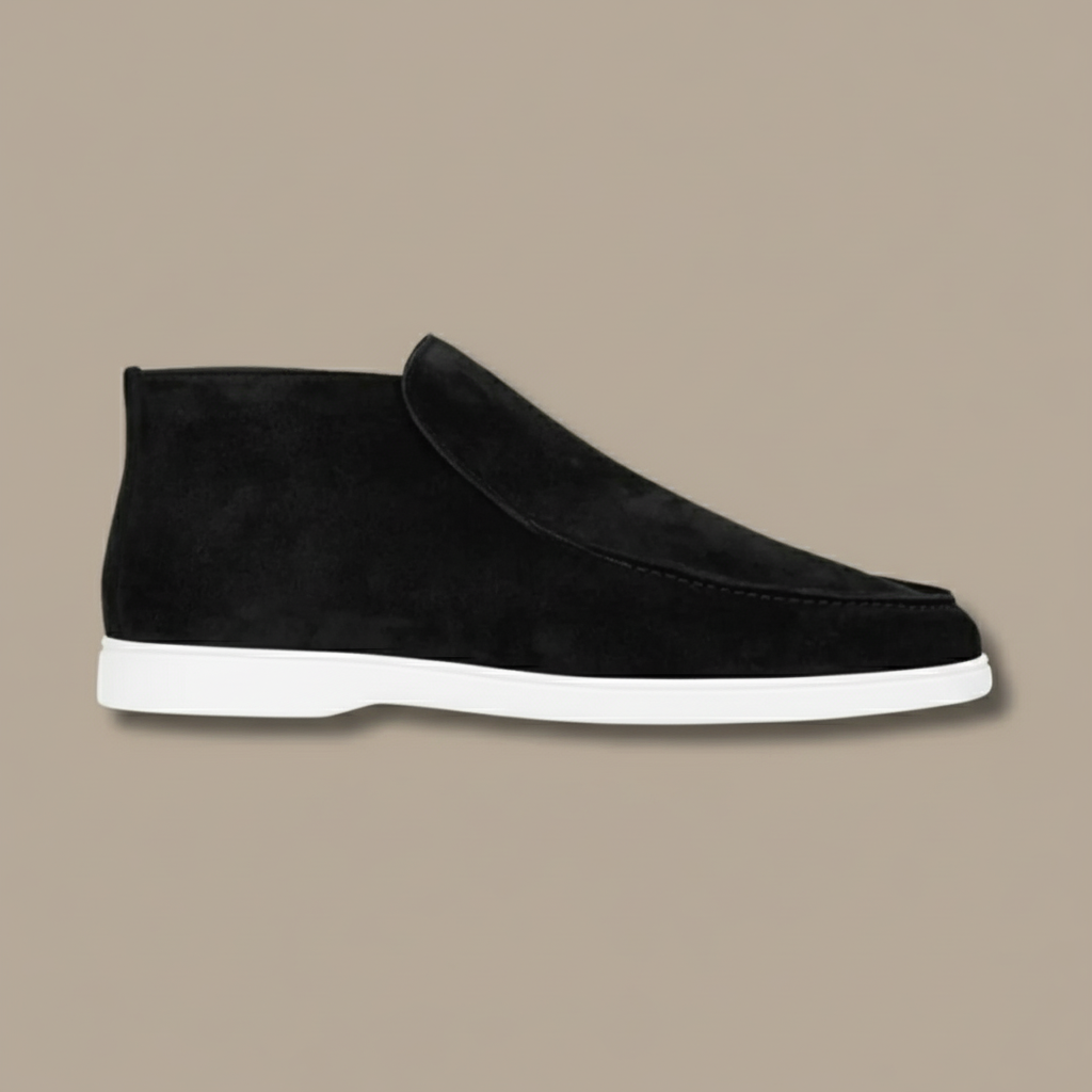 Versatile men's slip-on ankle loafers for smart casual outfits. Easy-on comfortable men's fashion shoes.
