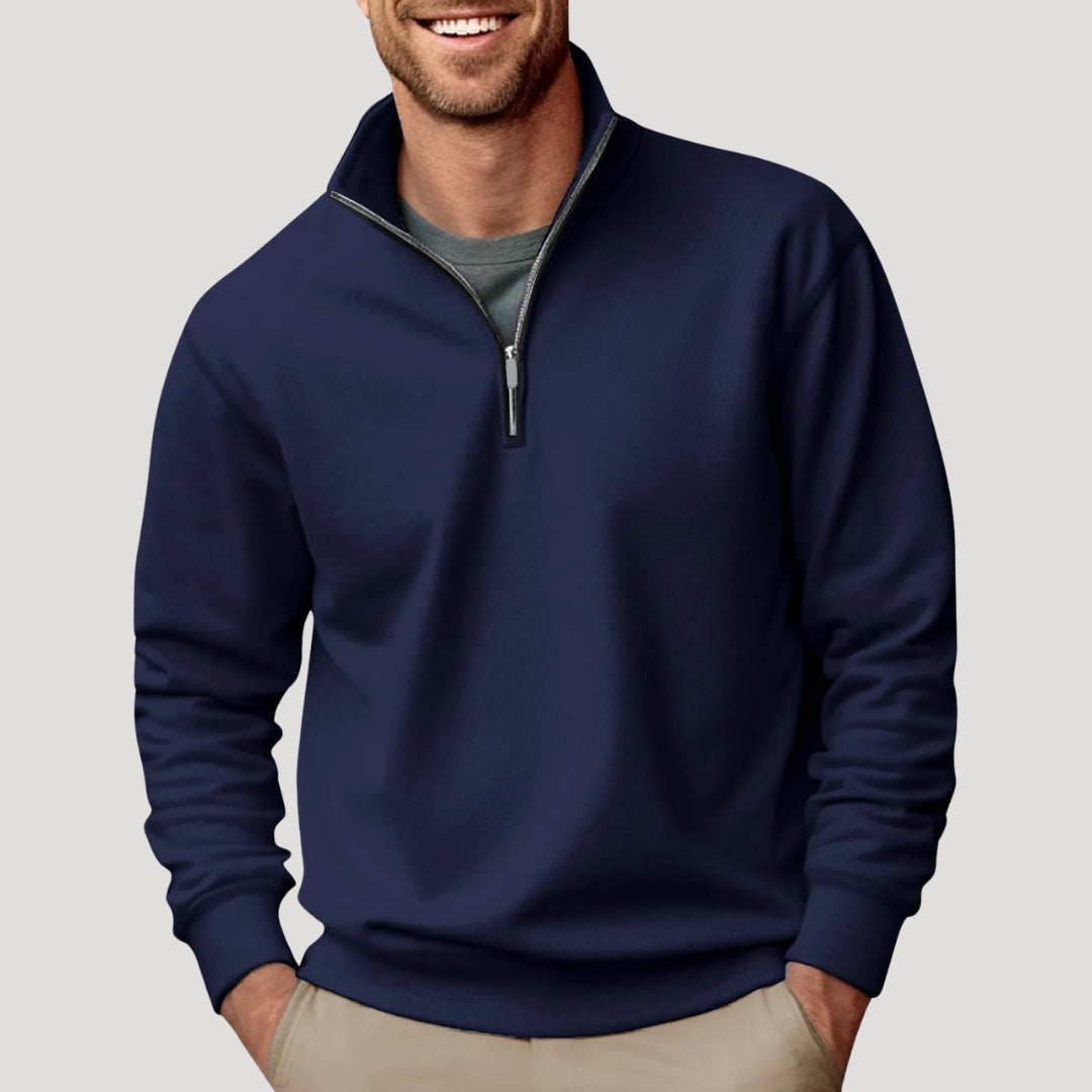 Versatile men's quarter-zip sweater. Smart casual long-sleeve pullover for men's fashion & everyday comfort.
