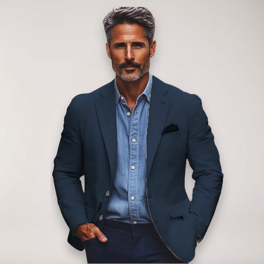 Stylish men's smart casual blazer, perfect for business meetings, office, and evening events. Versatile fashion.
