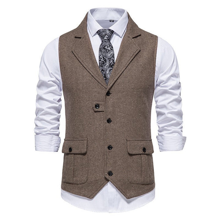 Men's smart casual tailored business vest, perfect for office or formal events. Professional menswear.