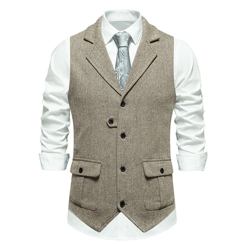 A versatile men's fashion vest, perfect for layering in smart casual or formal business attire.