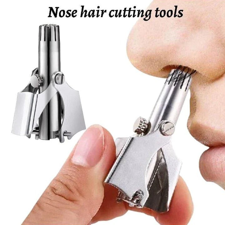 Durable stainless steel manual nose & ear hair trimmer, perfect for men's precision grooming.
