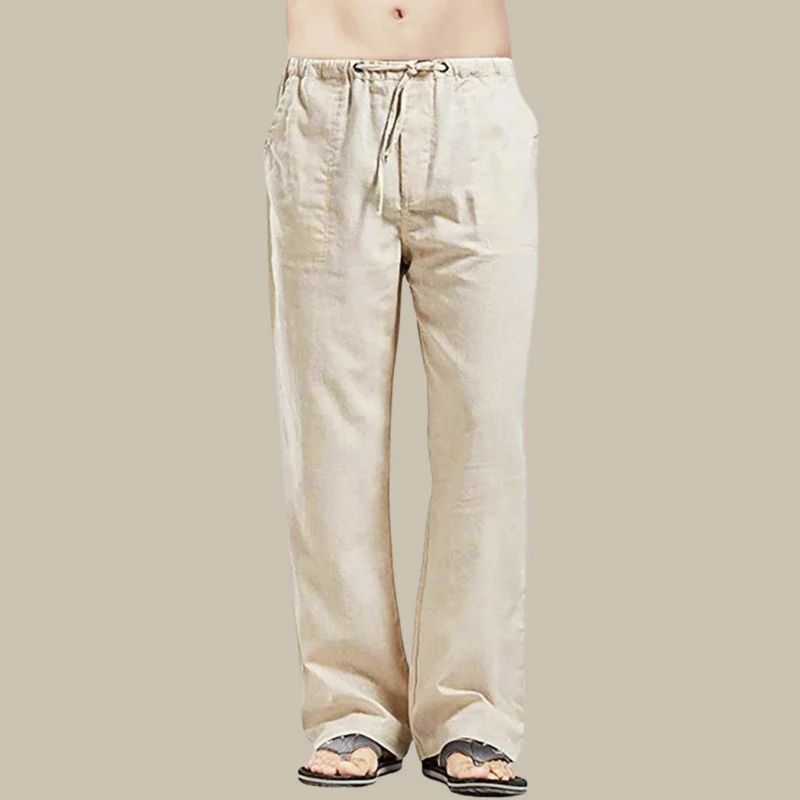 Casual men's straight leg summer trousers, ankle length, perfect for warm weather fashion.