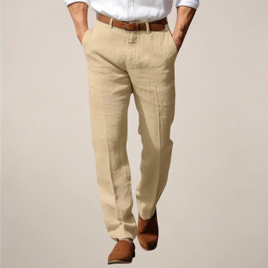 Men's straight-leg trousers for versatile summer style. Perfect for smart casual, office, or everyday comfort.