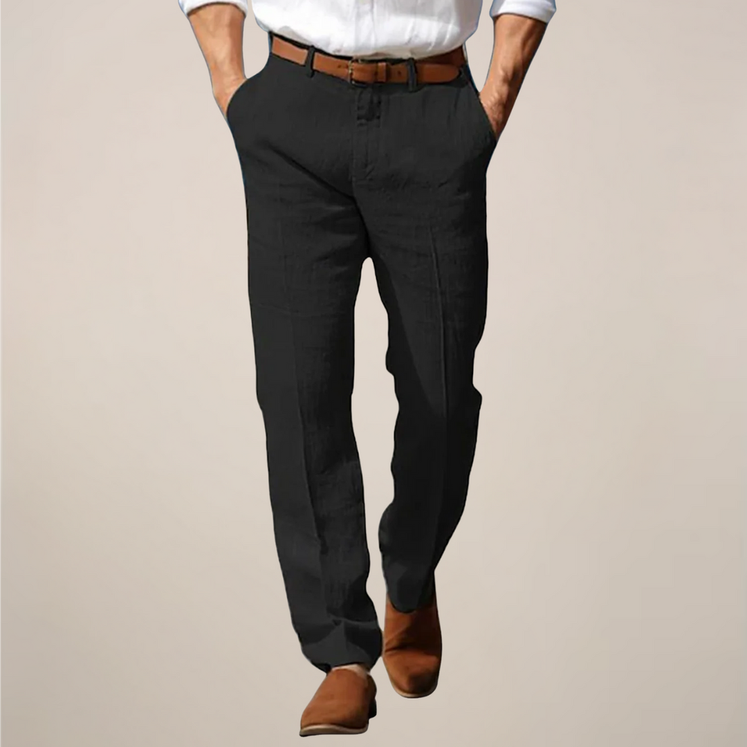 Comfortable men's regular fit straight-leg pants, ideal for summer casual wear and everyday essentials.
