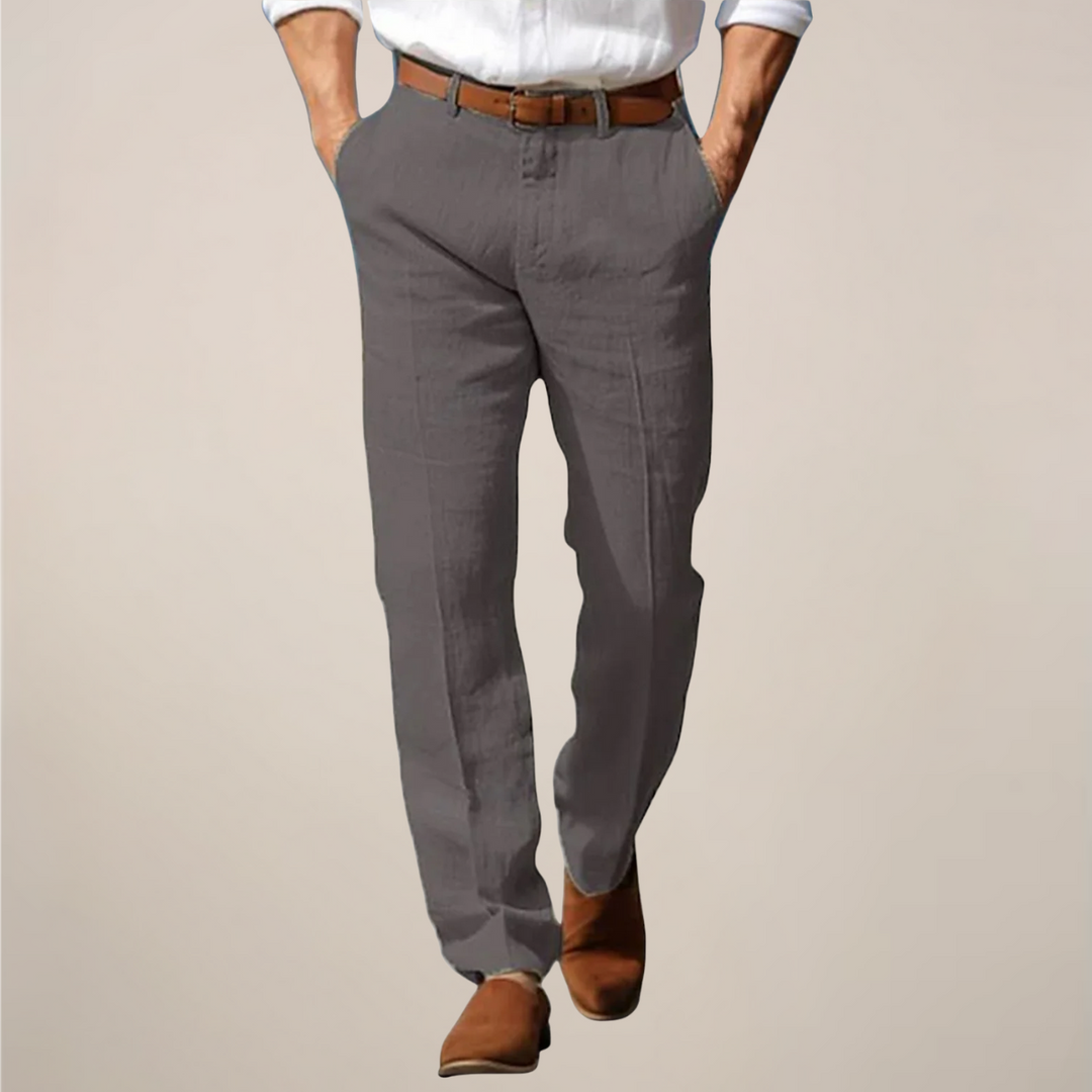Stylish men's straight-leg trousers in a regular fit, designed for modern menswear and summer comfort.