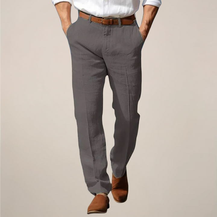 Stylish men's straight-leg trousers in a regular fit, designed for modern menswear and summer comfort.
