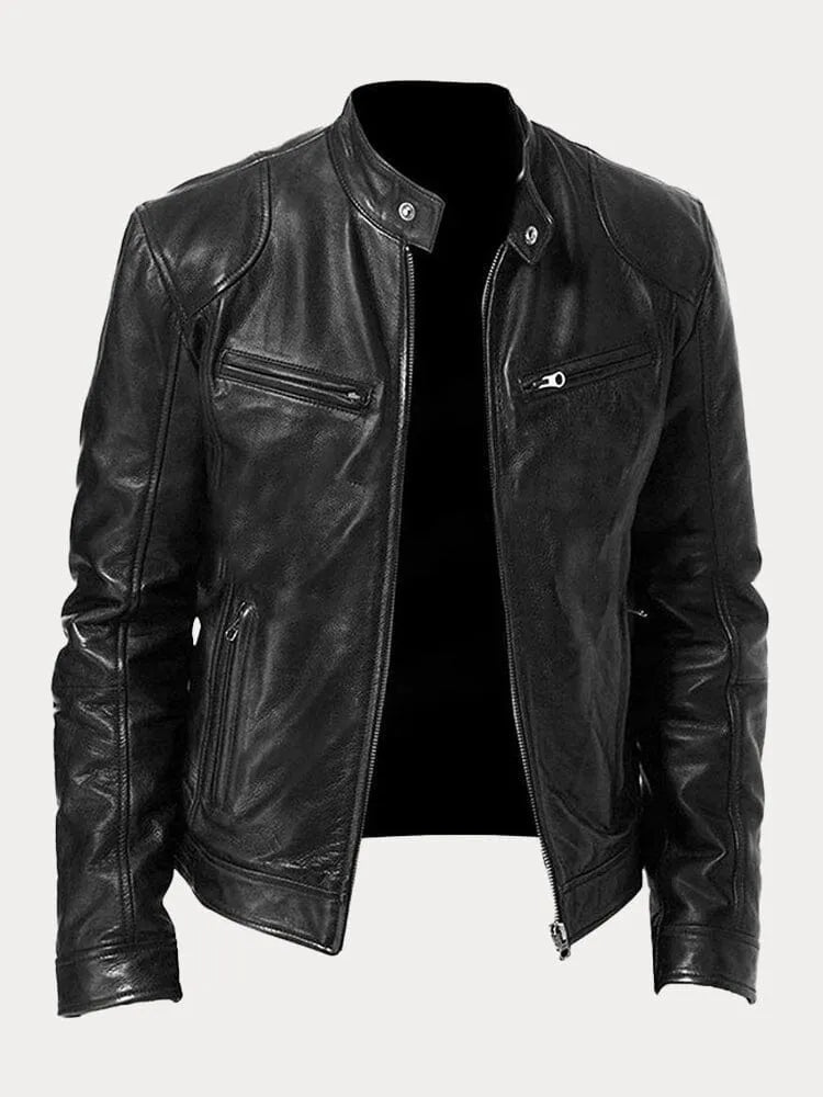 Versatile blue men's zip-up jacket, offering a perfect blend of style and casual comfort for spring.