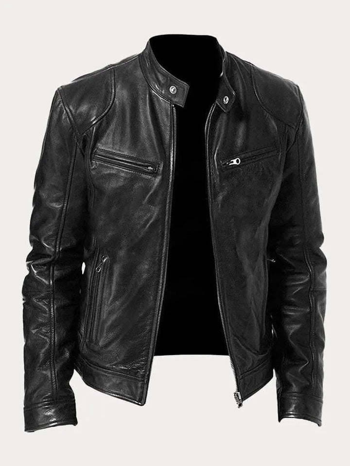 Versatile blue men's zip-up jacket, offering a perfect blend of style and casual comfort for spring.