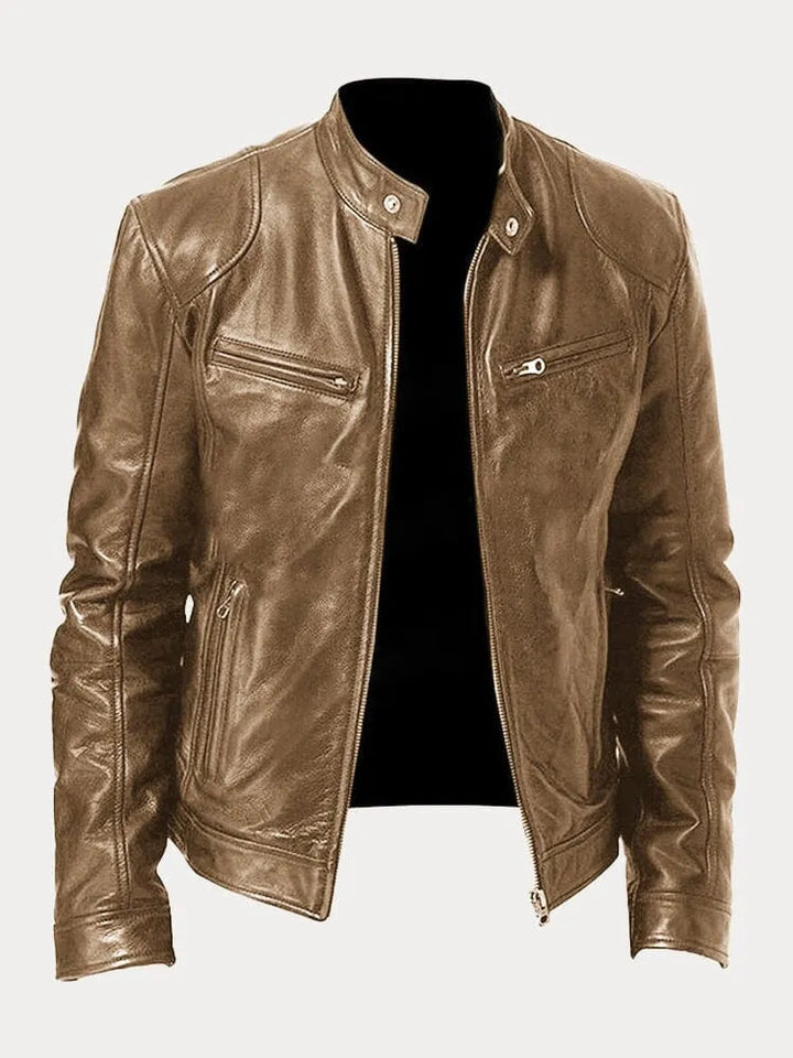 Casual men's zip-up jacket in a versatile gray, ideal for fall wear and stylish everyday outfits.