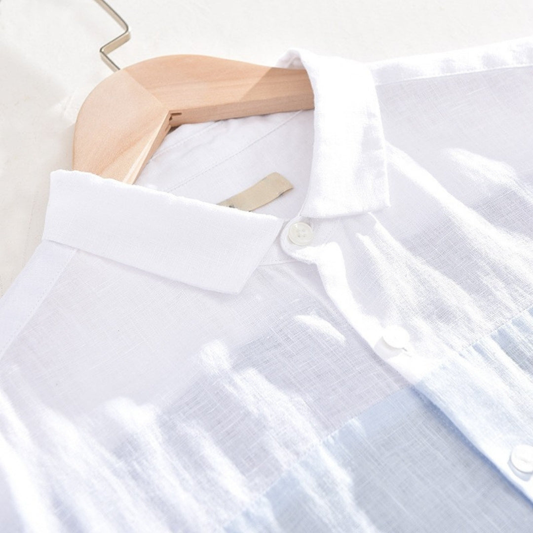 Relaxed fit men's shirt with stylish contrast panels, ensuring ultimate comfort for everyday summer wear.