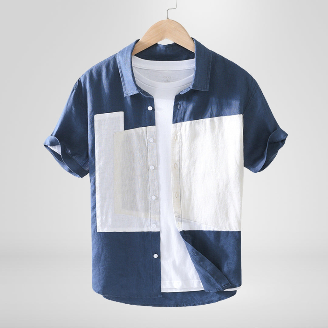 Men's stylish summer shirt with contrast panels. Relaxed fit, comfortable & modern for casual everyday fashion.