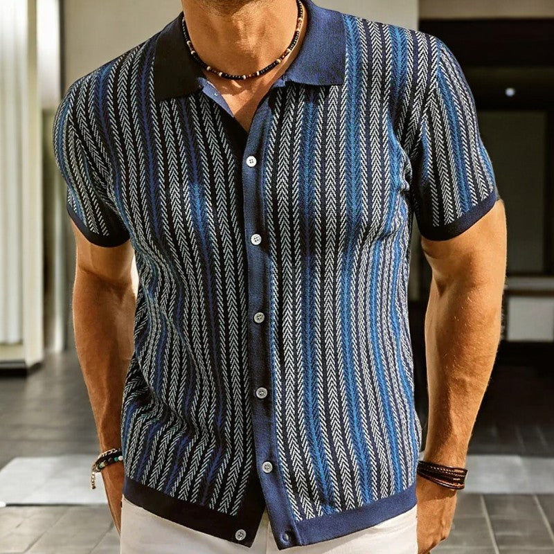 Smart men's herringbone long sleeve button-down shirt, a fashionable dress shirt for versatile looks.