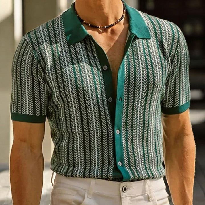 Men's fashion herringbone button-down shirt, long sleeve, suitable for smart casual & everyday outfits.
