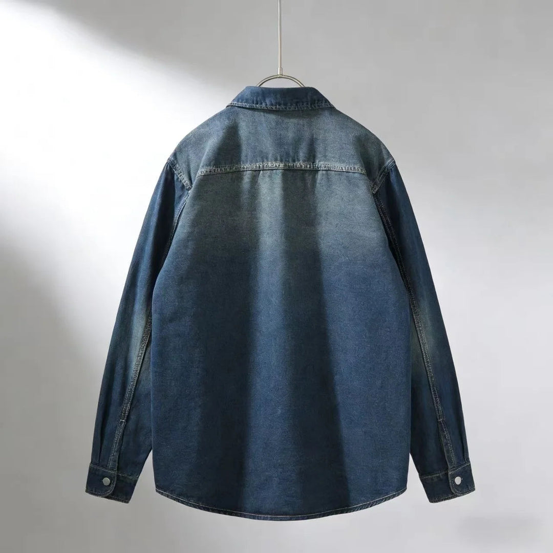 Men's blue long sleeve overshirt, a key layering piece for everyday style.
