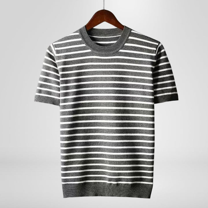 Men's stylish striped crewneck sweater. Comfortable casual top with a modern classic design.