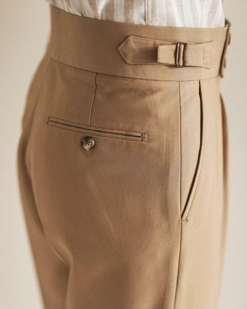 Men's tailored charcoal grey business trousers, showcasing a versatile option for officewear.