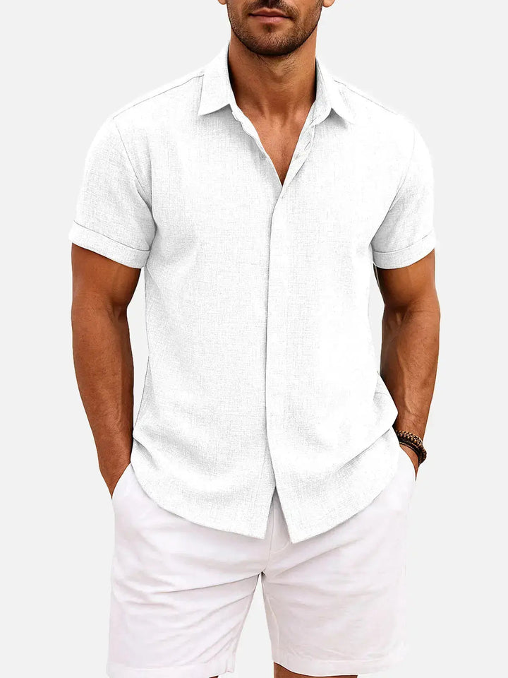 Men's stylish textured button down for casual summer wear and everyday comfort.