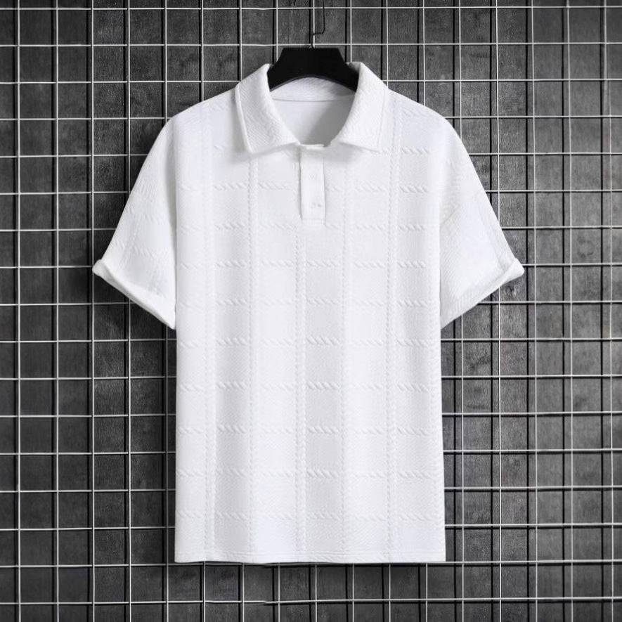 Tailored fit men's textured polo shirt. Sophisticated and versatile for casual or resort wear.