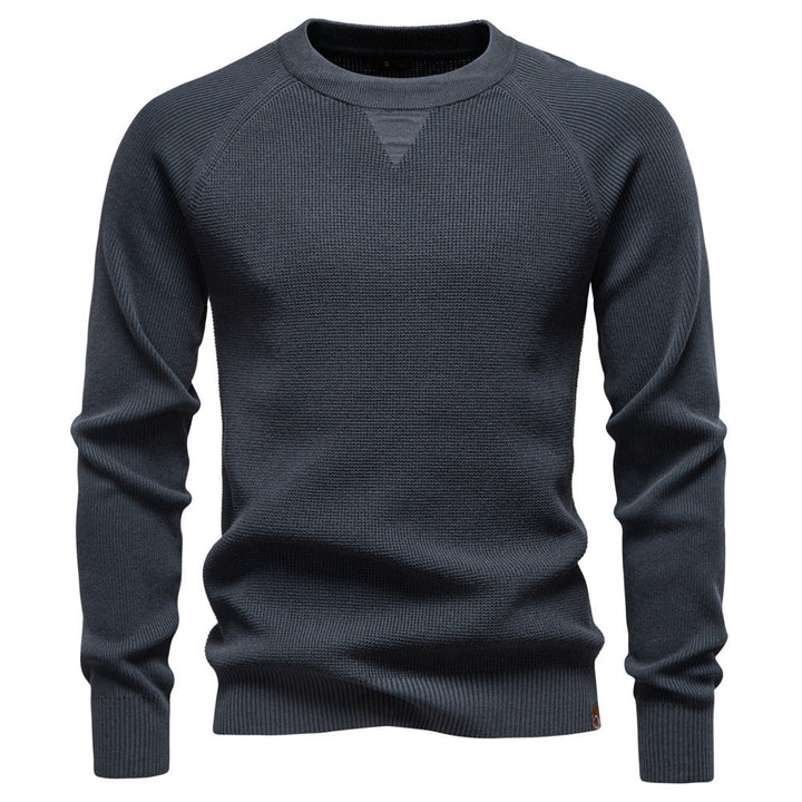 Men's Verona Waffle Knit Pullover Sweater in classic black for casual winter fashion.