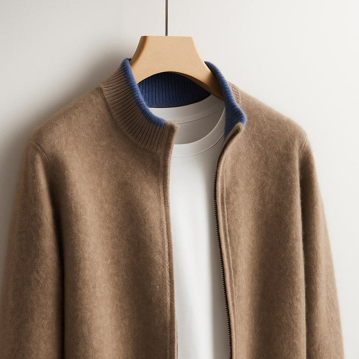 Stylish men's full-zip outerwear jacket, ideal for casual layering, offering comfort and versatile everyday wear.