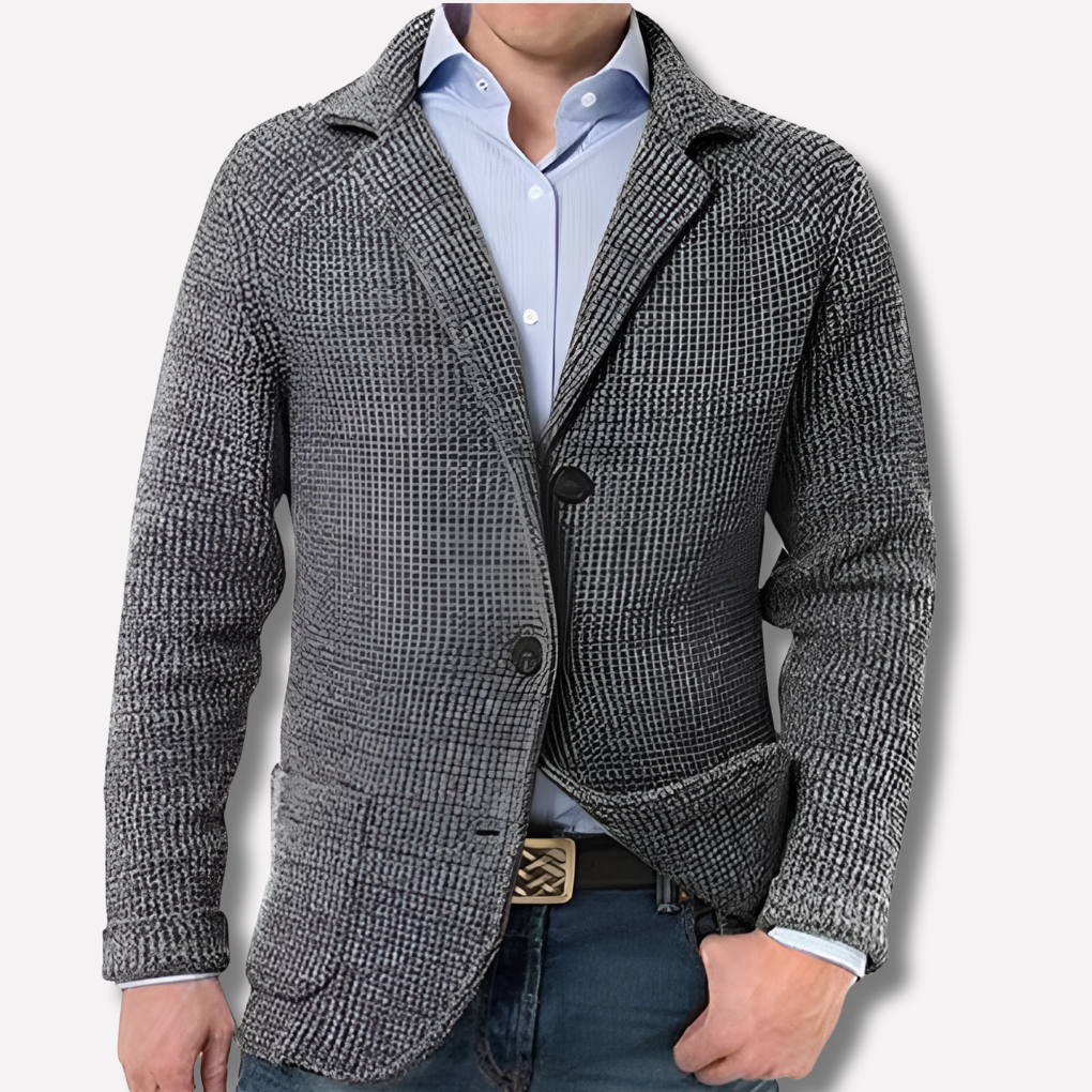 Comfortable men's fashion button-front knit cardigan for versatile layering and casual everyday style.