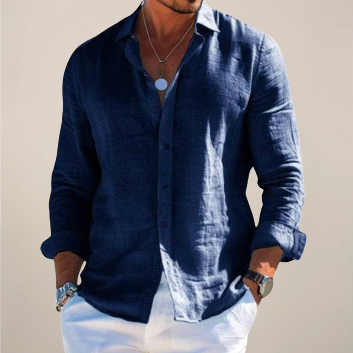 Modern men's long sleeve button-up shirt, designed for comfort and a smart casual look. Perfect for all seasons.