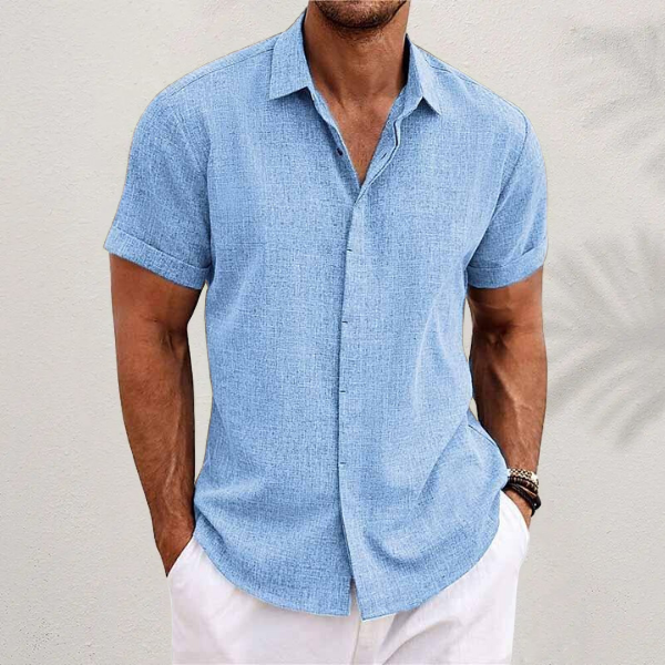 Men's summer style casual button-down shirt, perfect for everyday comfortable wear.