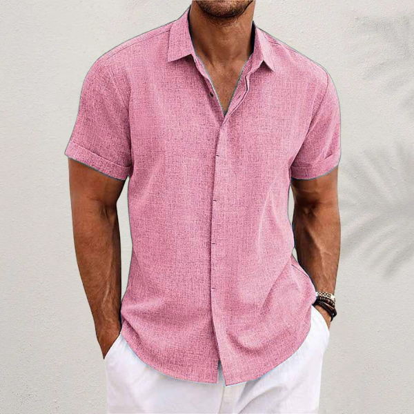 Men's casual short-sleeve button-down, a versatile and comfortable top for everyday & summer fashion.