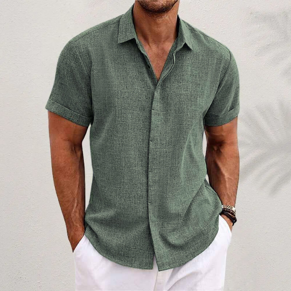 Relaxed fit short-sleeve men's shirt, an essential top for versatile summer fashion.