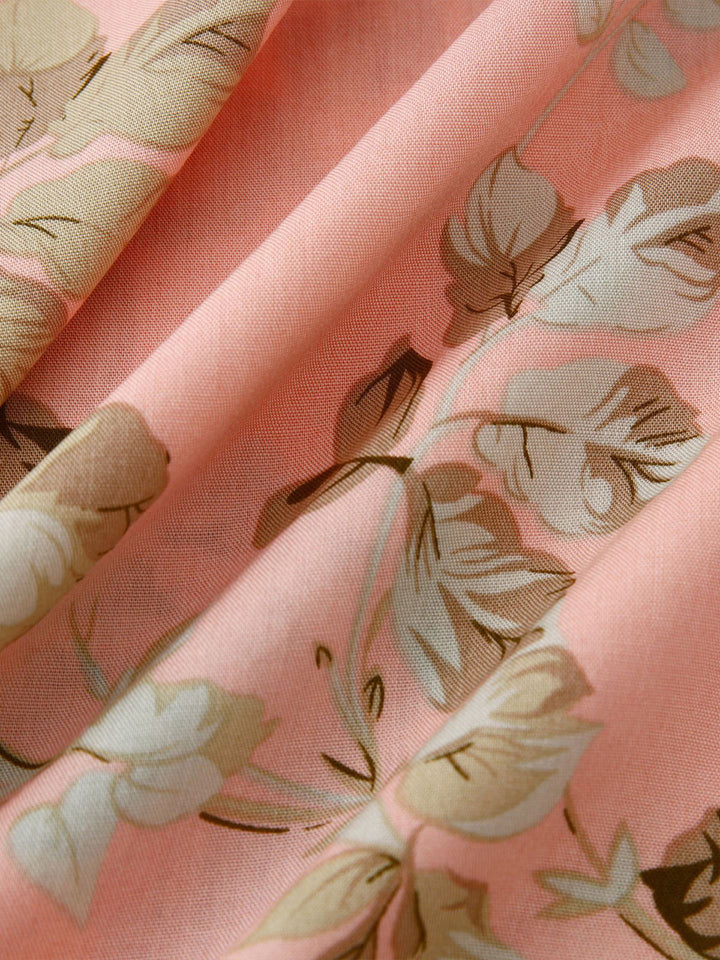 Front view: Men's unique floral button-down short sleeve shirt, essential summer fashion.