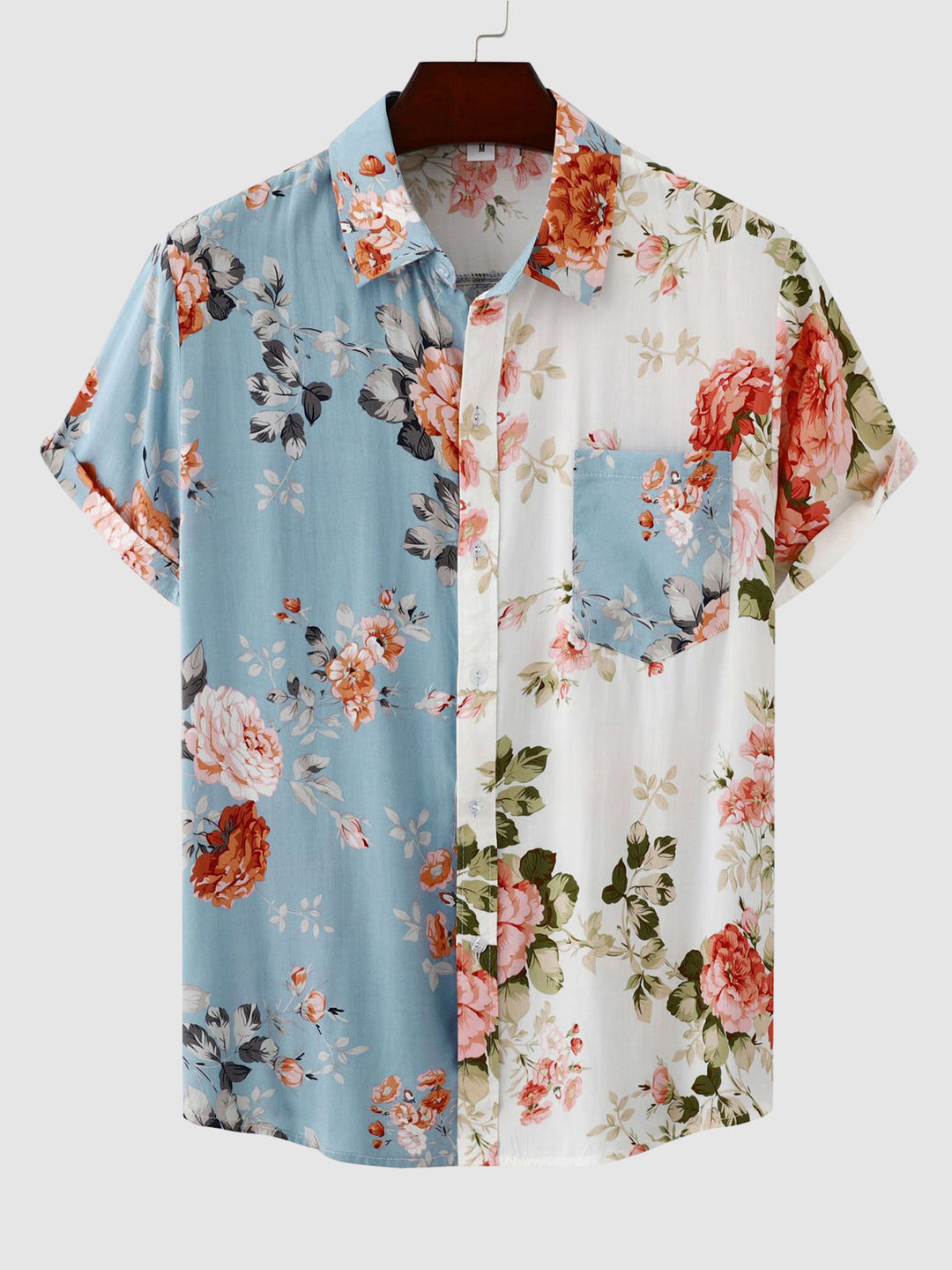 Elegant men's floral short sleeve button-down shirt, a sophisticated summer fashion statement.