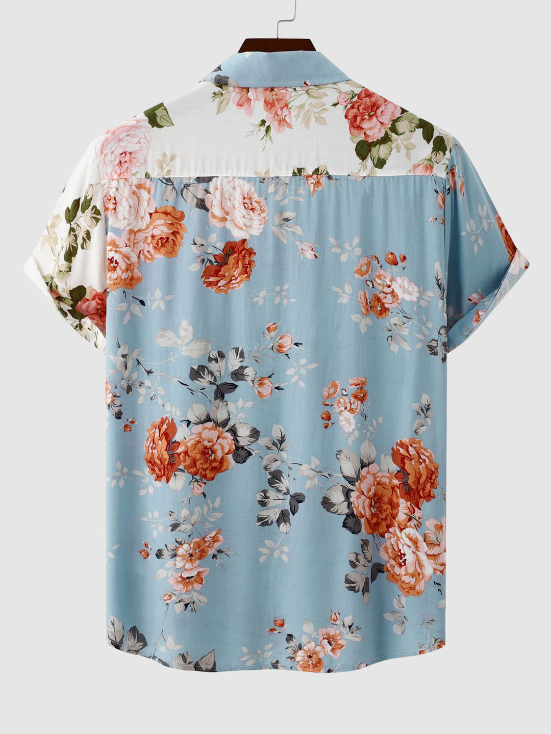 Men's casual floral button-down short sleeve shirt for relaxed summer days & comfort.