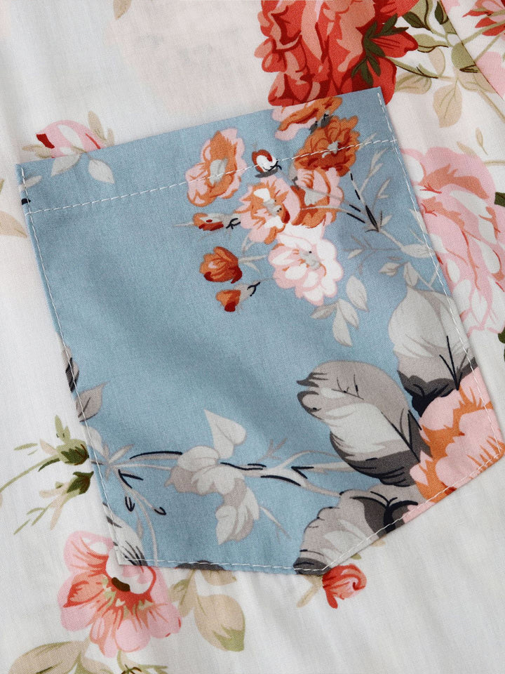 Modern men's floral button-down short sleeve shirt, a fresh take on summer fashion.