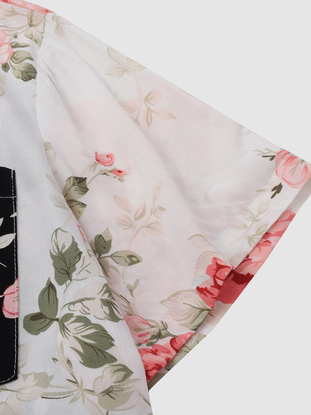 Navy blue men's floral button-down short sleeve shirt, a key piece for summer fashion.