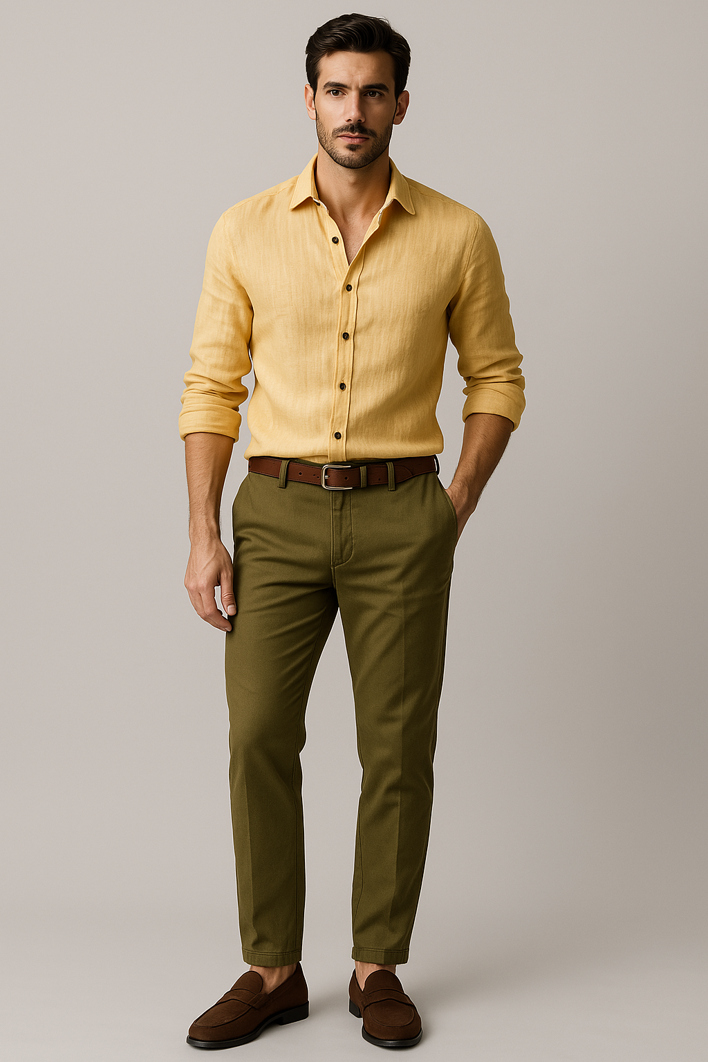 Men's vintage button-up shirt, long-sleeve smart-casual style. Effortless comfort for everyday wear.