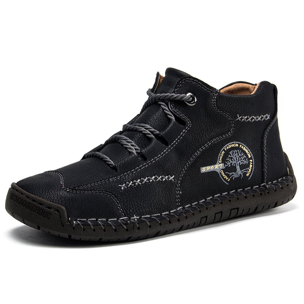 Pair of men's orthopedic leather boots, vintage style loafers perfect for comfortable all-day wear.