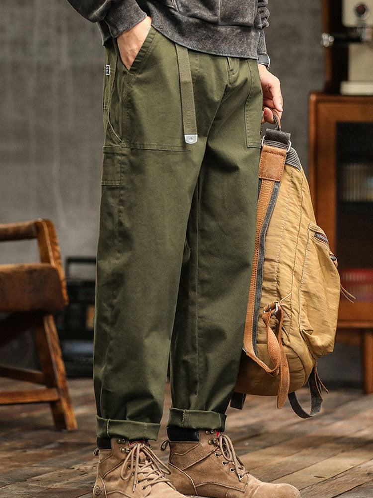 Men's vintage-inspired casual utility pants, relaxed fit for comfortable everyday wear.