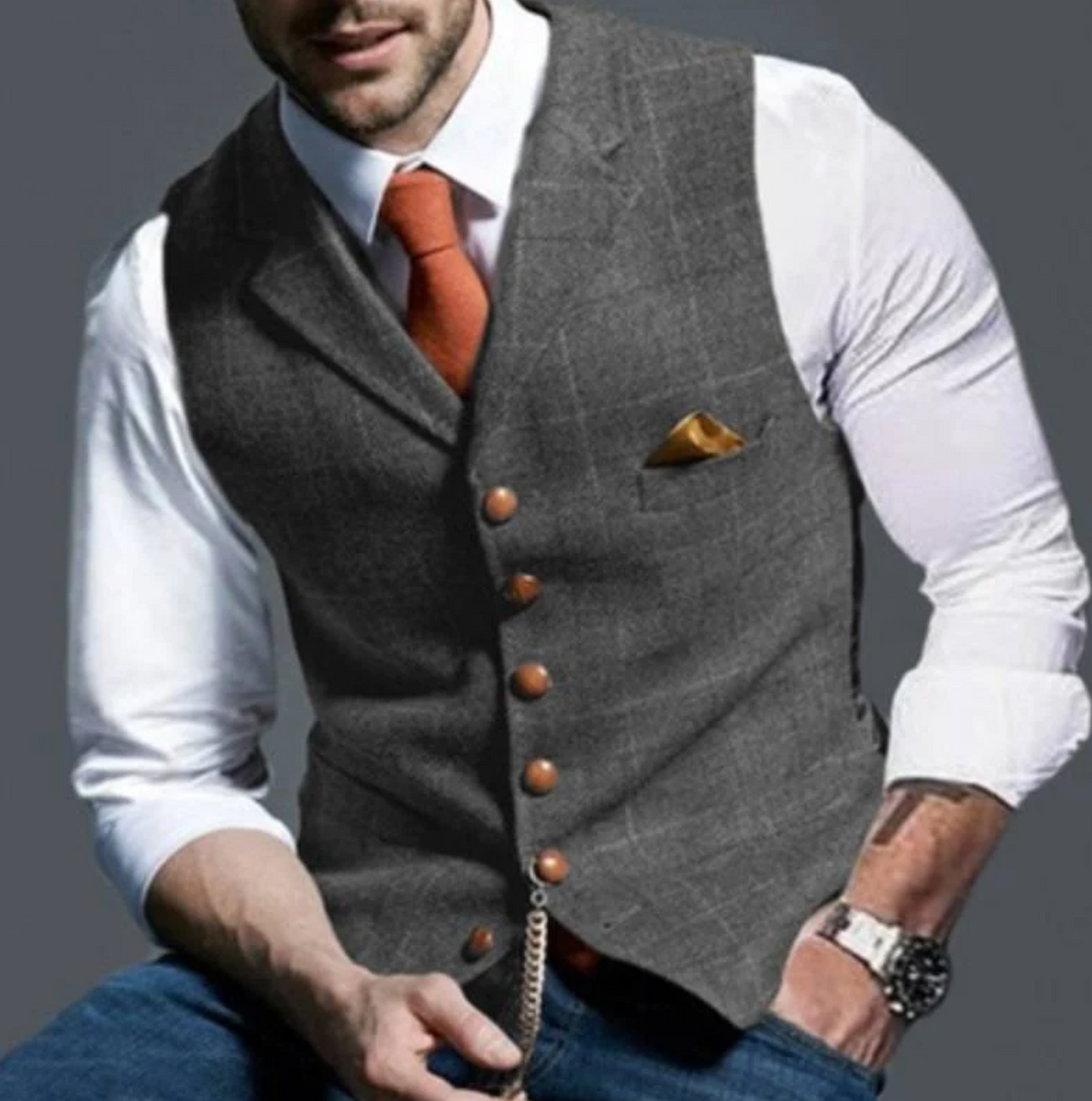 Stylish men's formal vest, vintage-inspired design with an adjustable fit.