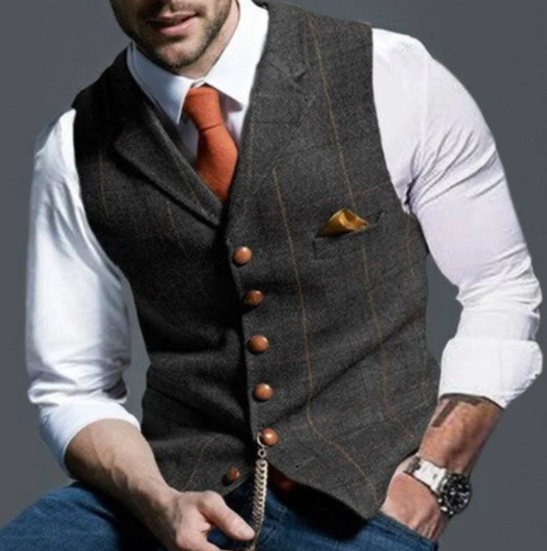 Men's fashion vest, a vintage classic style with modern detailing and adjustable back.