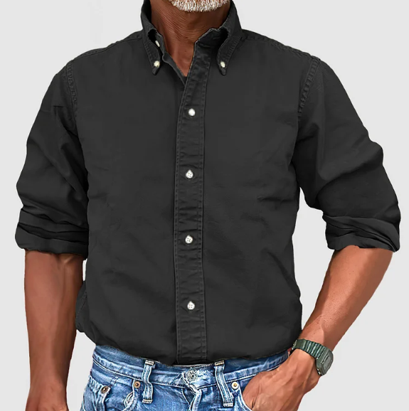 Soft men's vintage wash button down long sleeve shirt. Perfect for comfortable everyday casual style.