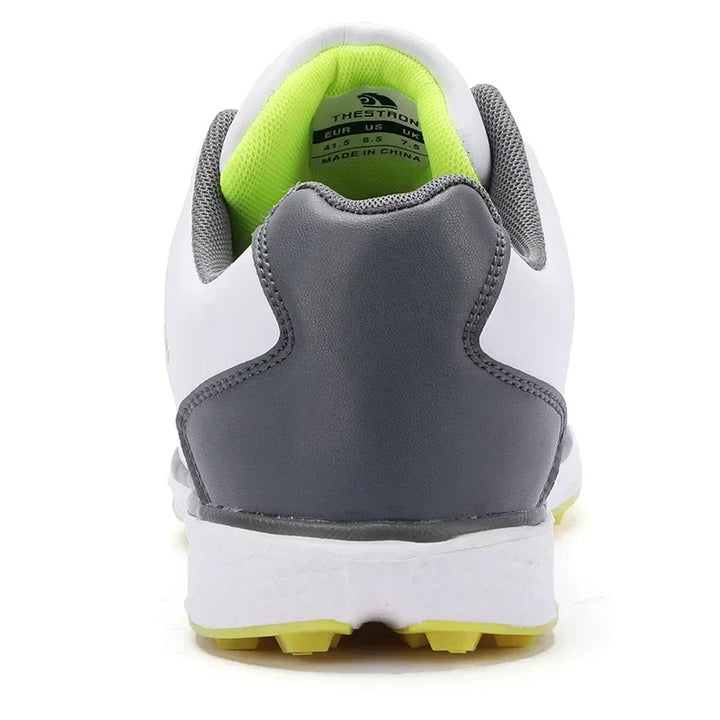 Athletic men's waterproof golf shoes, designed with enhanced spike traction for maximum grip & support.