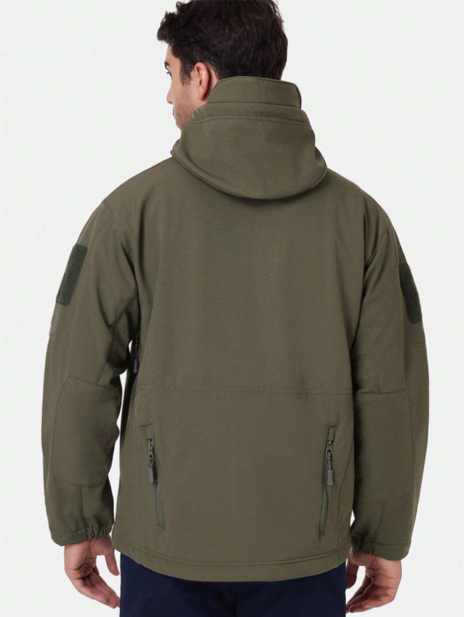 Men's adventure gear set: windproof waterproof jacket & utility tactical pants for all-weather.